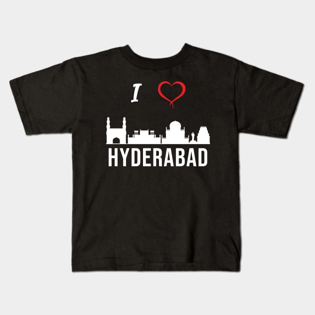 I love Hyderabad Skyline Telugu Telangana Culture Kids T-Shirt by alltheprints